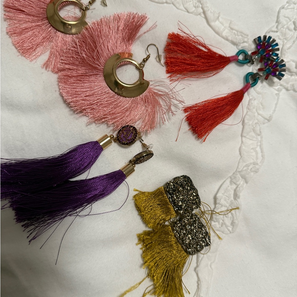 Source Unknown Vibrant Tassel Earring Collection
